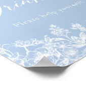 Elegant Modern Stoffig Blauw Bloemen Voedselteken Poster (Hoek)