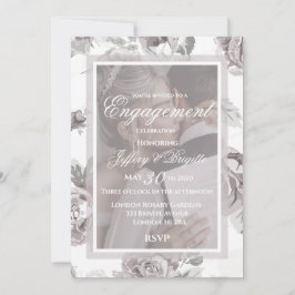 Elegant Modern Stoffig Roze Rose Bloemen verloving Aankondiging