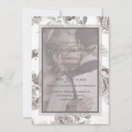 Elegant Modern Stoffig Roze Rose Bloemen verloving Aankondiging