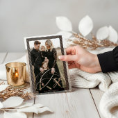 Elegant Modern Strip Lijst Full Photo Joy Script Folie Feestdagenkaart