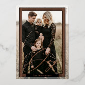 Elegant Modern Strip Lijst Full Photo Joy Script Folie Feestdagenkaart (Voorkant)