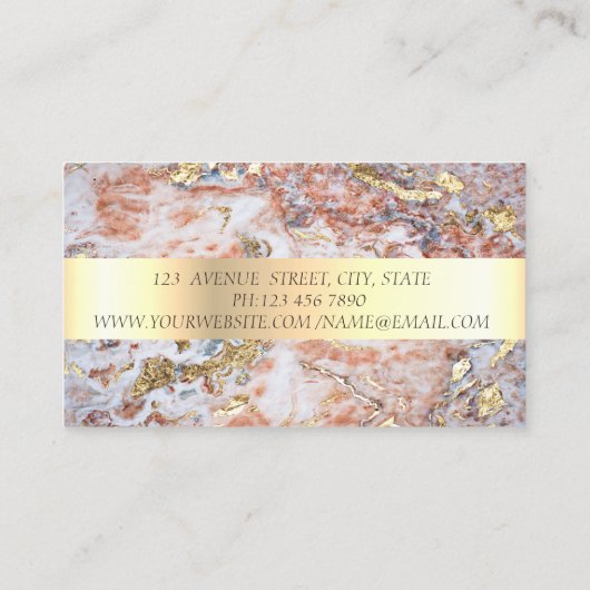 Elegant modern Stripe Lotus Marble Gold Visitekaartje (Achterkant)