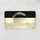 Elegant Modern Striped Black, Glitter Bokeh Visitekaartje (Voorkant)