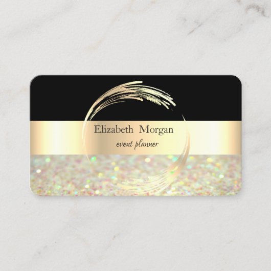 Elegant Modern Striped Black, Glitter Bokeh Visitekaartje (Voorkant)