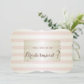 Elegant Modern Striped Bridesmaid Kaart (Staand voorkant)