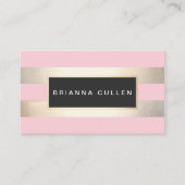 Elegant modern Striped FAUX Gold Foil en Roze Visitekaartje (Voorkant)