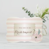 Elegant Modern Striped Flower Bridesmaid Kaart (Staand voorkant)