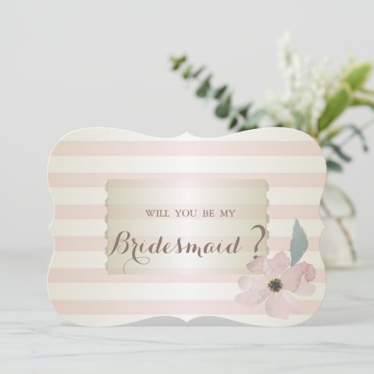 Elegant Modern Striped Flower Bridesmaid Kaart (Staand voorkant)