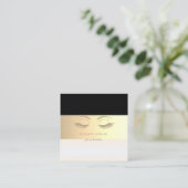 Elegant Modern Striped, Glitter Faux Lashes Vierkante Visitekaartje (Staand voorkant)