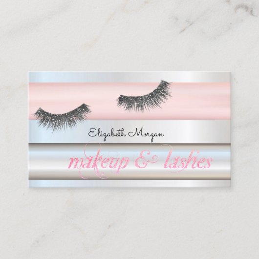 Elegant Modern Striped , Glitter Lashes Visitekaartje (Voorkant)