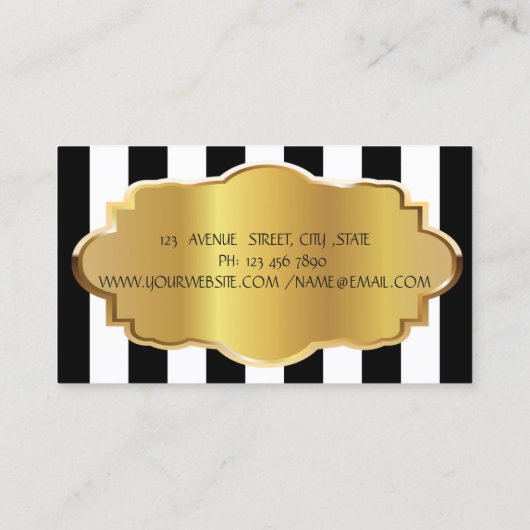 Elegant modern striped, Gold Lijst Visitekaartje (Achterkant)