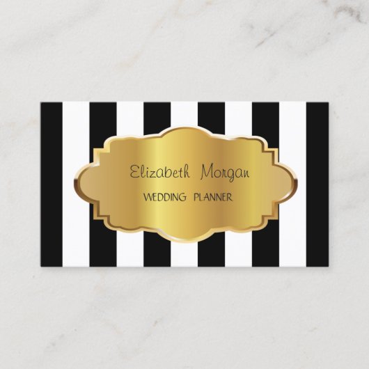 Elegant modern striped, Gold Lijst Visitekaartje (Voorkant)