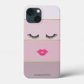 Elegant Modern Striped, Lashes, Lips - Personalize Case-Mate iPhone Case (Achterkant)