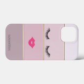 Elegant Modern Striped, Lashes, Lips - Personalize Case-Mate iPhone Case (Achterkant (horizontaal))