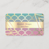 Elegant modern Striped Violet, Mermaid, Gold Visitekaartje (Voorkant)