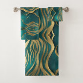 Elegant Modern Stripes Goud Turquoise Blauwgroen B Bad Handdoek (Insitu)