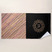 Elegant modern Stripes Monogram roze goud Strandlaken (Voorkant)