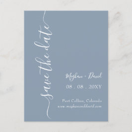 Elegant modern Stusty Blue Save the Date Aankondigingskaart