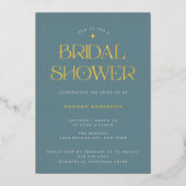 Elegant modern Stusty Blue Star-Vrijgezellenfeest Folie Uitnodiging (Voorkant)