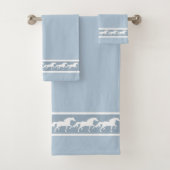 Elegant, Modern, Stylish Horses on Wondrous Blue Bad Handdoek (Insitu)