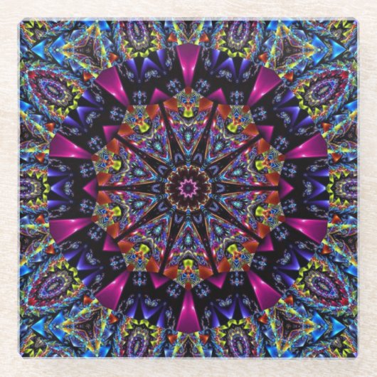 Elegant Modern Stylish Kaleidoscope Glazen Onderzetter (Voorkant)