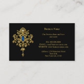 Elegant Modern Stylish Royal Blue Jewel Gold Black Visitekaartje (Achterkant)