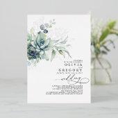 Elegant modern Succulent Silver Greenery Wedding Folie Uitnodiging (Staand Voorkant)