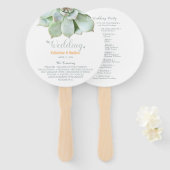 Elegant modern Succulent Wedding Programme Handwaaier (Voorkant en achterkant)