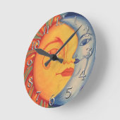 Elegant Modern Sun Moon Stone Yellow Blue Sky Ronde Klok (Hoek)