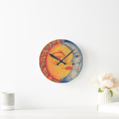 Elegant Modern Sun Moon Stone Yellow Blue Sky Ronde Klok (Huis)