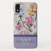 Elegant Modern Sweet Peas Monogram Naam Case-Mate iPhone Case (Achterkant)