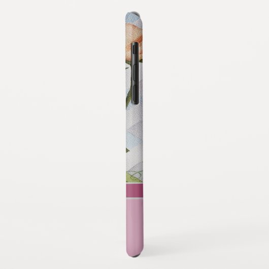 Elegant Modern Sweet Peas w Fuschia Monogram Naam Case-Mate iPhone Case (Achterkant/links)