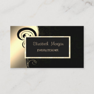 Elegant Modern Swirl, Gold Lijst Jewelry Designer Visitekaartje