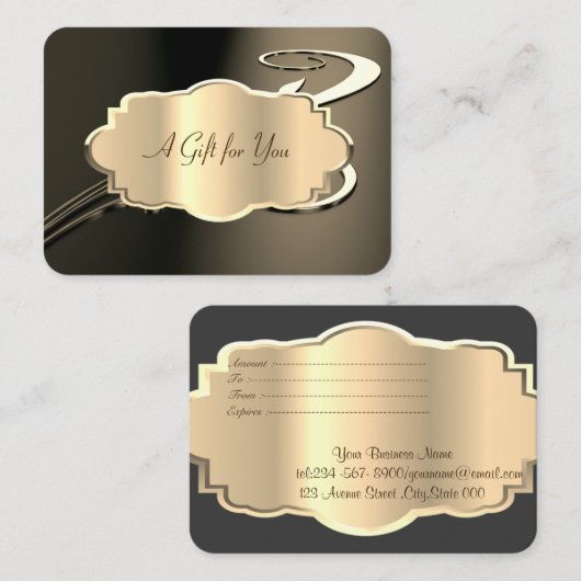 Elegant modern Swirl Gold Lijst Kortingskaartje (Voorkant / Achterkant)