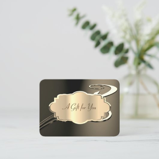 Elegant modern Swirl Gold Lijst Kortingskaartje (Staand voorkant)
