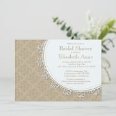 Elegant Modern Tan Brown Damask Vrijgezellenfeest Kaart (Staand voorkant)