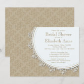 Elegant Modern Tan Brown Damask Vrijgezellenfeest Kaart (Voorkant / Achterkant)