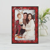 Elegant Modern Tartan | Kerstafoto Merry Kaart (Staand voorkant)