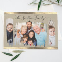 Elegant Modern Taupe & Goud Voeg uw foto toe Famil