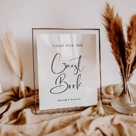 Elegant & Modern Teken ons gastenboek bruiloft tek Poster