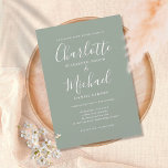 Elegant modern tekenscript bruiloft kaart<br><div class="desc">Ontworpen om te coördineren met ons collectie van de Signature bruiloft. Deze elegante uitnodiging voor een zilverkleurige bruiloft met handtekeningen kan worden gepersonaliseerd met je informatie in witte hoofdletters. U kunt de achtergrondkleur aanpassen om uw trouwthema aan te passen. Ontworpen door: Thisnotme©</div>