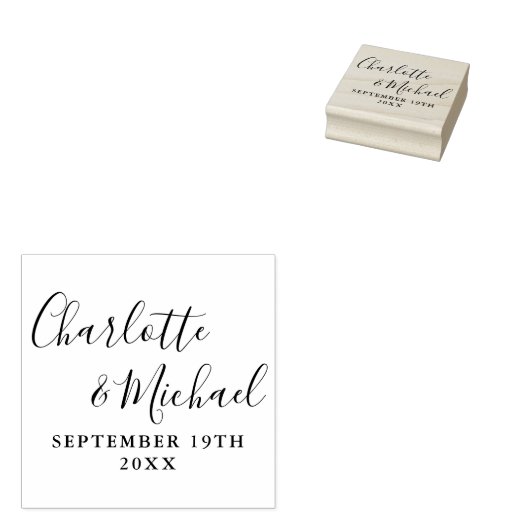 Elegant modern tekenscript bruiloft rubberstempel (Gestempeld)