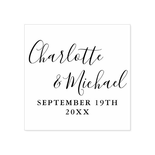 Elegant modern tekenscript bruiloft rubberstempel (Afrduk)