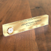 Elegant Modern Template With Clock Glamour Gold Naambordje (Zijkant)