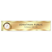 Elegant Modern Template With Clock Glamour Gold Naambordje (Voorkant)