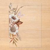 Elegant Modern Terracotta Bloemen Boho Fall Bruilo Acryl Uitnodigingen (Voorkant)