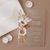 Elegant Modern Terracotta Bloemen Boho Fall Bruilo Acryl Uitnodigingen