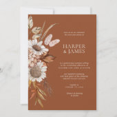 Elegant Modern Terracotta Bloemen Boho Fall Bruilo Kaart (Voorkant)