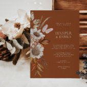 Elegant Modern Terracotta Bloemen Boho Fall Bruilo Kaart