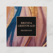 Elegant modern terracotta blue glitter goud vierkante visitekaartje (Voorkant)